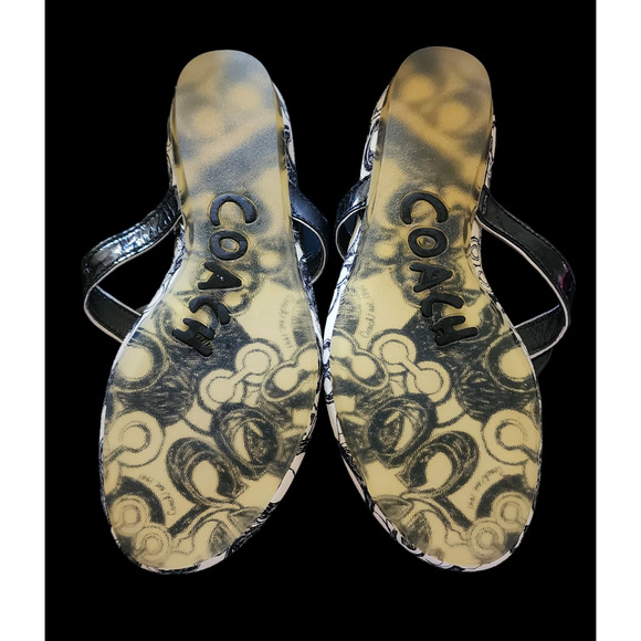 Coach Poppy Sophie Sandals Black Size 7 M Black and white - Picture 8 of 9